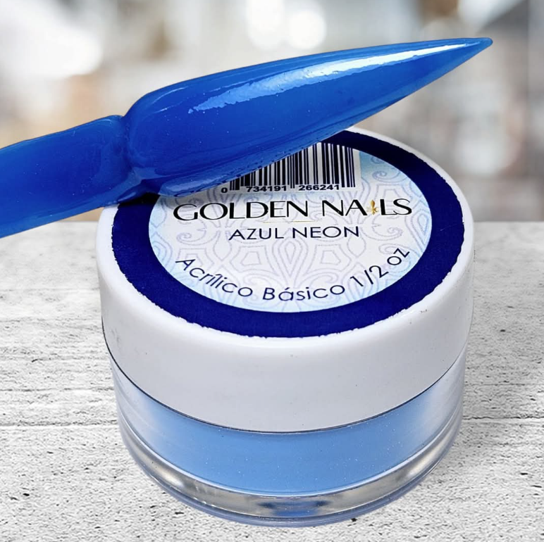 ACRILICO AZUL NEON GOLDEN NAILS